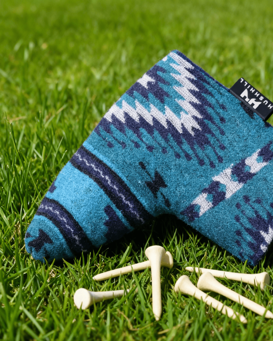 Azule blade putter cover detail HUSHHILL southwestern blue pattern